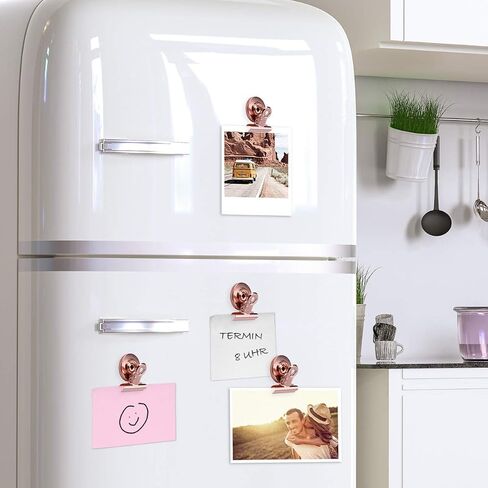 Navaris Magnetic Metal Clips - 15 Pcs Pack of Refrigerator, Whiteboard Magnet Clip Holders for Pictures, Photos, Calendars, Notes, Memos - Rose Gold in Saudi Arabia