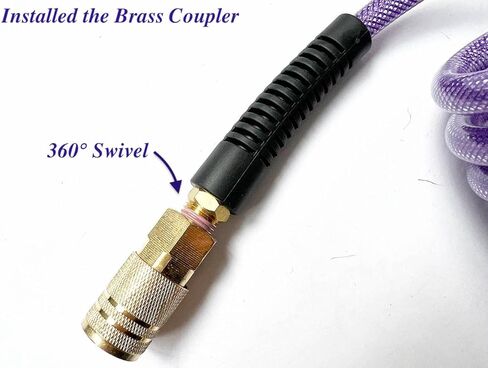 (PU) الارتداد المقوى بالبولي يوريثين 1/4 بوصة معرف (6.3 × 9.8 مم) × 10 قدم، خرطوم هواء 300 رطل لكل بوصة مربعة مع قارنة توصيل سريعة نحاسية صلبة دوارة 1/4 بوصة وقابس، أرجواني (10 بوصات) in Kuwait