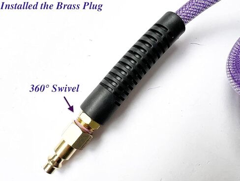 (PU) الارتداد المقوى بالبولي يوريثين 1/4 بوصة معرف (6.3 × 9.8 مم) × 10 قدم، خرطوم هواء 300 رطل لكل بوصة مربعة مع قارنة توصيل سريعة نحاسية صلبة دوارة 1/4 بوصة وقابس، أرجواني (10 بوصات) in Kuwait