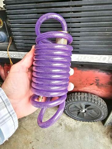 (PU) الارتداد المقوى بالبولي يوريثين 1/4 بوصة معرف (6.3 × 9.8 مم) × 10 قدم، خرطوم هواء 300 رطل لكل بوصة مربعة مع قارنة توصيل سريعة نحاسية صلبة دوارة 1/4 بوصة وقابس، أرجواني (10 بوصات) in Kuwait