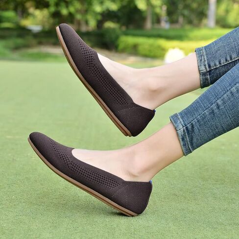 poemlady Women's Ballet Flats Slip On Knit Soft Round Toe Dress Shoes | Comfortable Ballerina Footwear with Non-Slip Rubber Sole, Breathable Casual Style Ideal for Teachers, Office & Daily Wear in Saudi Arabia