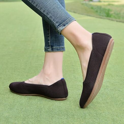 poemlady Women's Ballet Flats Slip On Knit Soft Round Toe Dress Shoes | Comfortable Ballerina Footwear with Non-Slip Rubber Sole, Breathable Casual Style Ideal for Teachers, Office & Daily Wear in Saudi Arabia