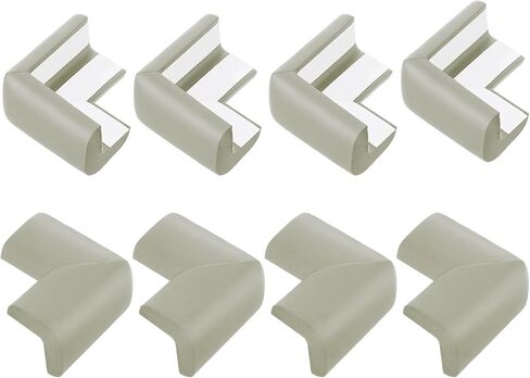 uxcell Corner Protectors, 8 Pcs Furniture Corner Guards and Edges Safety Bumpers, Soft Rubber Foam Cushions for Fireplace, Table, Stair, Cabinet Edges and Sharp Corners (Light Brown) in Saudi Arabia
