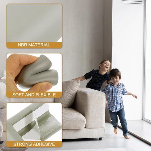 uxcell Corner Protectors, 8 Pcs Furniture Corner Guards and Edges Safety Bumpers, Soft Rubber Foam Cushions for Fireplace, Table, Stair, Cabinet Edges and Sharp Corners (Light Brown) in Saudi Arabia