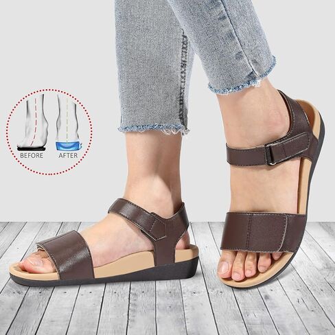 MEGNYA Comfortable Arch Support Walking Sandals for Women, Plantar Fasciitis Slides with Soft Straps, Orthotic Sandals with Non-Slip Lightweight Sole in Kuwait