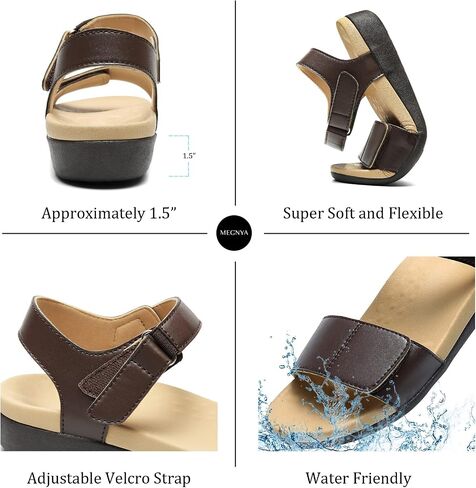 MEGNYA Comfortable Arch Support Walking Sandals for Women, Plantar Fasciitis Slides with Soft Straps, Orthotic Sandals with Non-Slip Lightweight Sole in Kuwait