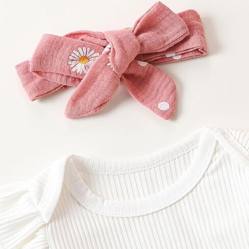 Baby Girl Fall Clothes Set Long Sleeve Crewneck Floral Print Romper Top Pants Cute Newborn Outfit 3 6 12 18 24 Months in Saudi Arabia