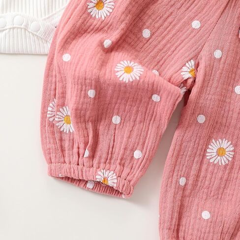 Baby Girl Fall Clothes Set Long Sleeve Crewneck Floral Print Romper Top Pants Cute Newborn Outfit 3 6 12 18 24 Months in Saudi Arabia
