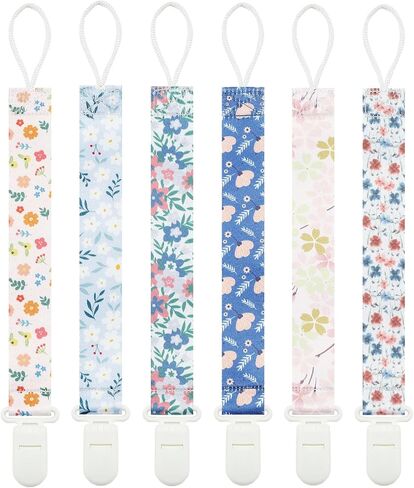 Floral Pacifier Clips, 6 Pack Pacifier Holder Clips for Boys and Girls Fits for Most Pacifiers Brands, Teether Toys and Gift (Flower) in Saudi Arabia