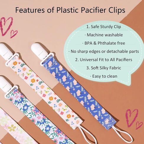 Floral Pacifier Clips, 6 Pack Pacifier Holder Clips for Boys and Girls Fits for Most Pacifiers Brands, Teether Toys and Gift (Flower) in Saudi Arabia