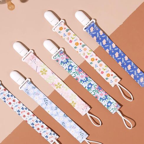 Floral Pacifier Clips, 6 Pack Pacifier Holder Clips for Boys and Girls Fits for Most Pacifiers Brands, Teether Toys and Gift (Flower) in Saudi Arabia