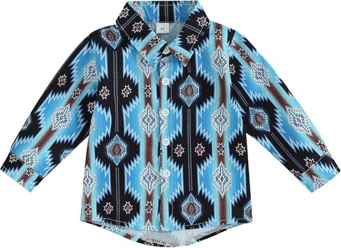 Western Baby Boy Clothes Long Sleeve Lapel Cow Print Button Down Shirts Toddler Fall Farm Country Cowboy Shirt Tops in Kuwait