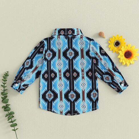 Western Baby Boy Clothes Long Sleeve Lapel Cow Print Button Down Shirts Toddler Fall Farm Country Cowboy Shirt Tops in Kuwait