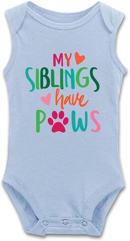 بدلة قفز DOQOSESHY My Siblings Have Paws للأطفال الأولاد والبنات بأكمام قصيرة/أكمام طويلة، بدلة قفز بدون أكمام للرضع، 3 أشهر in Kuwait