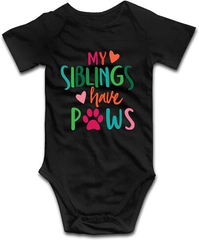 بدلة قفز DOQOSESHY My Siblings Have Paws للأطفال الأولاد والبنات بأكمام قصيرة/أكمام طويلة، بدلة قفز بدون أكمام للرضع، 3 أشهر in Kuwait