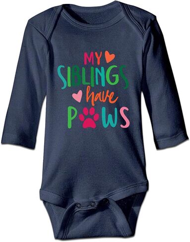 بدلة قفز DOQOSESHY My Siblings Have Paws للأطفال الأولاد والبنات بأكمام قصيرة/أكمام طويلة، بدلة قفز بدون أكمام للرضع، 3 أشهر in Kuwait