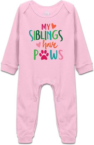 بدلة قفز DOQOSESHY My Siblings Have Paws للأطفال الأولاد والبنات بأكمام قصيرة/أكمام طويلة، بدلة قفز بدون أكمام للرضع، 3 أشهر in Kuwait