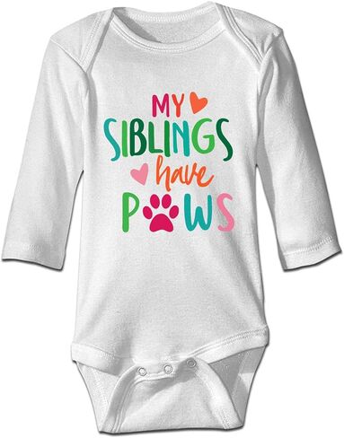 بدلة قفز DOQOSESHY My Siblings Have Paws للأطفال الأولاد والبنات بأكمام قصيرة/أكمام طويلة، بدلة قفز بدون أكمام للرضع، 3 أشهر in Kuwait