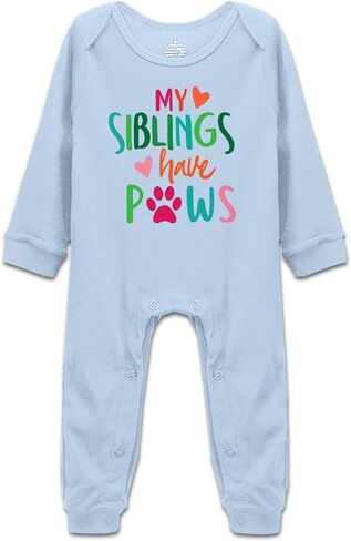 بدلة قفز DOQOSESHY My Siblings Have Paws للأطفال الأولاد والبنات بأكمام قصيرة/أكمام طويلة، بدلة قفز بدون أكمام للرضع، 3 أشهر in Kuwait