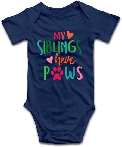 بدلة قفز DOQOSESHY My Siblings Have Paws للأطفال الأولاد والبنات بأكمام قصيرة/أكمام طويلة، بدلة قفز بدون أكمام للرضع، 3 أشهر in Kuwait