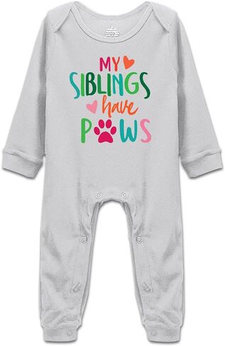 بدلة قفز DOQOSESHY My Siblings Have Paws للأطفال الأولاد والبنات بأكمام قصيرة/أكمام طويلة، بدلة قفز بدون أكمام للرضع، 3 أشهر in Kuwait