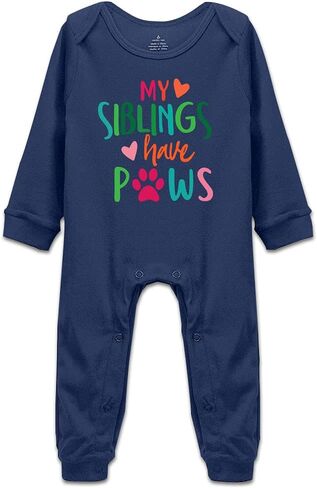 بدلة قفز DOQOSESHY My Siblings Have Paws للأطفال الأولاد والبنات بأكمام قصيرة/أكمام طويلة، بدلة قفز بدون أكمام للرضع، 3 أشهر in Kuwait