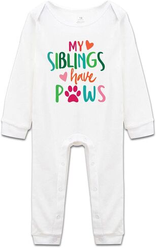بدلة قفز DOQOSESHY My Siblings Have Paws للأطفال الأولاد والبنات بأكمام قصيرة/أكمام طويلة، بدلة قفز بدون أكمام للرضع، 3 أشهر in Kuwait