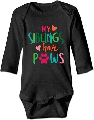 بدلة قفز DOQOSESHY My Siblings Have Paws للأطفال الأولاد والبنات بأكمام قصيرة/أكمام طويلة، بدلة قفز بدون أكمام للرضع، 3 أشهر in Kuwait