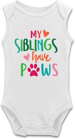 بدلة قفز DOQOSESHY My Siblings Have Paws للأطفال الأولاد والبنات بأكمام قصيرة/أكمام طويلة، بدلة قفز بدون أكمام للرضع، 3 أشهر in Kuwait