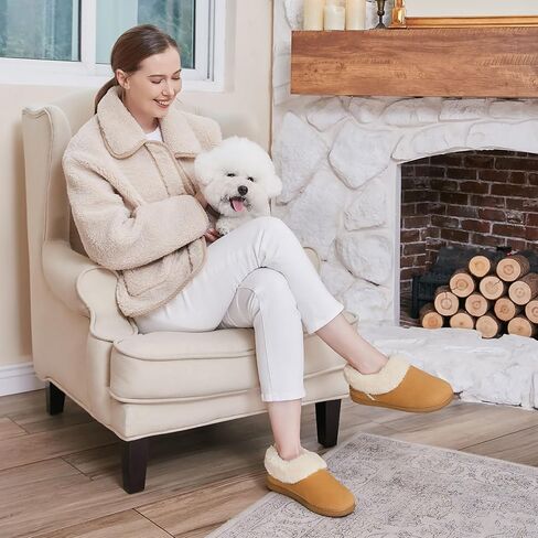 EverFoams Women's Faux Fur Bootie Slippers Ladies House Shoes with Bedroom Memory Foam and Indoor Outdoor Rubber Sole Tan, 9-10 US in Kuwait