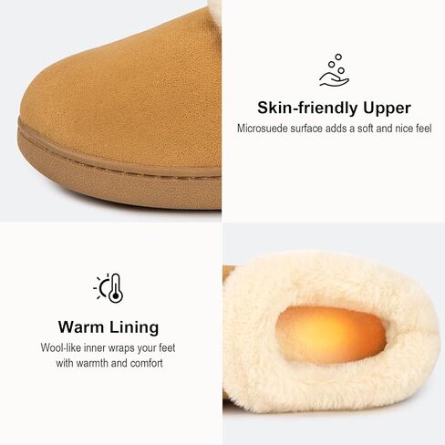 EverFoams Women's Faux Fur Bootie Slippers Ladies House Shoes with Bedroom Memory Foam and Indoor Outdoor Rubber Sole Tan, 9-10 US in Kuwait
