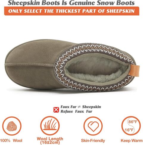 Mel&Syd Slippers for Womens 100% Australian Sheepskin - Real Shearling Fur Wool Womens's Slippers - Upgrated Memory Foam Slippers - No Slip Winter Snow Scuff Slippers Footwear Indoor Outdoor in Kuwait
