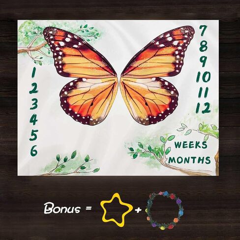Butterfly Wings Baby Monthly Milestone Blanket Soft Flannel, Large 48x40in, Watercolor Plants Photography Backgrounds, Baby Shower Growth Tracker Blanket with Bonus DSFS104 in Saudi Arabia