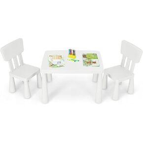 Costzon Kids Table and Chair Set For Toddler, 3 Piece Plastic Children Activity Table for Reading, Drawing, Snack Time, Arts Crafts, Preschool, Kindergarten & Playroom, Easy Clean (Pink)