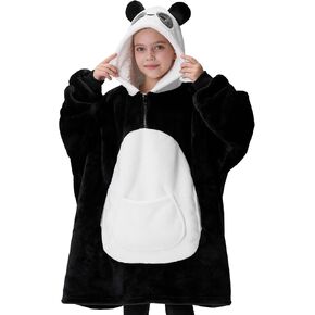 Giggling Getup Strawberry Cow Wearable Blanket Hoodie - Oversized Soft Sherpa Fleece Hooded Blanket - Warm Cozy Plush Flannel Blanket Sweatshirt Gifts - with Giant Pocket and Sleeves for Kids Girls
