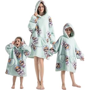 Adisputent Blanket Hoodie Women Men Kids Fleece Fluffy Snuggle Oversized Wearable Blanket
