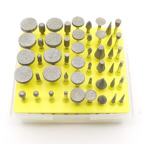 50pcs 1/8 inch Shank Diamond Coated Grinding Head Grinding Burrs Set Diamond Burr Set for Stone, Jewelry, Ceramic, Glass ect. Q-008