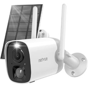 NETVUE Security Camera with Solar Panel, 2K Color Night Vision AI Motion Detection, WiFi Home Wireless Outdoor Camera, IP65 Weatherproof, 2 Way Audio, Spotlight Siren Alarm, Cloud/SD Storage