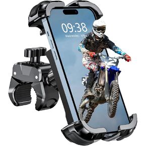 Zewdov Motorcycle Phone Mount, Upgrade Bike Phone Mount [1s Lock][Secure Protection], 360° Rotatable Phone Holder for Mountain Bike/ATV/Scooter Handlebar, Compatible with iPhone/Samsung 4.7-6.7"