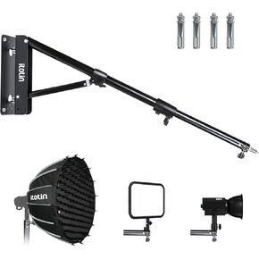 Wall Mount Triangle Boom Arm, Ring Light Wall Mount Light Stand for Softbox, Monolight, Umbrella Reflector, Strobe Flash, Length 30.7in-53.2in