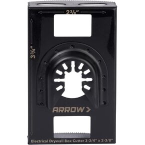Arrow OSCGB1-1 1 Gang Electrical Box Drywall Cutting Blade for Oscillating Tools, Universal, Fits Most Multitools, Includes Adapter, Makes 2-7/8" by 3-3/4" Hole