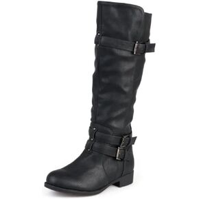 Journee Womens Bite Stacked Heel Riding Boots