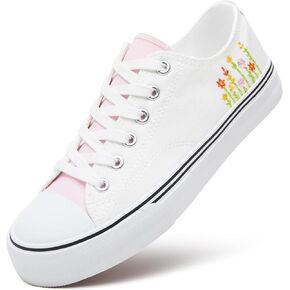 ZGR Womens White Tennis Shoes for Women,Low Tops Lace up Canvas Sneakers | Breathable canvas upper,memory foam comfort,non-slip outsole,low tops,lace-up,for walking,tennis,casual in Kuwait