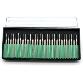 TEMO 30 pc 1 mm (1/32 Inch) Coarse Diamond Coated Burrs Glass Drill Bit Set Grit 80 with 1/8 Inch Shank for Dremel Rotary Tools