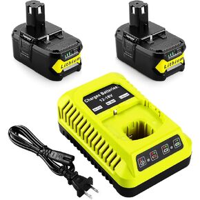 2Pack P108 18V 6.5A Replacement Ryobi 18V Batteries and Charger Kit, for Ryobi ONE+ 18-Volt Lithium Battery P104 P105 P102 P103 P107 P108, with a P117 P118 Fast Charger for Ryobi Battery