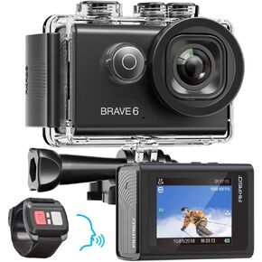 AKASO Brave 4 Elite 4K60fps Action Camera All-in-One Waterproof Camera with 64GB Storage, HD Touch Screen, Image Stabilization, Remote Control, Built-in 1650mAh Battery and Accessory Kit