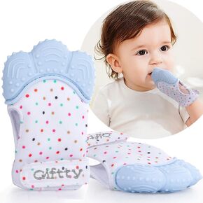 Giftty Baby Teething Mitten Chew Mitt Baby Teether Glove Teething Toy Self Soothing Teether, Teething Pain Relief Soothing Toy, Prevent Scratches Glove, for 0-6 Months Baby