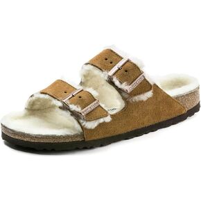 Birkenstock Arizona Mink Suede Shearling Two Strap Sandal Mink