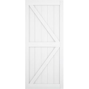 BARNSMITH 30in x 84in Sliding Barn Door Only, K-Frame, Solid Wood Barn Door Slab Covered with Water-Proof PVC Surface, No Pre-Drilled, Easy Assembly, White