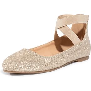 Trary Women's Flats, Flats Shoes Women, Ballet Flats Shoes for Women,Mary Jane Shoes for Women, Elastic Ankle Straps Flats Shoes, Round Toe Dress Shoes for Women, Business Casual Flats Shoes